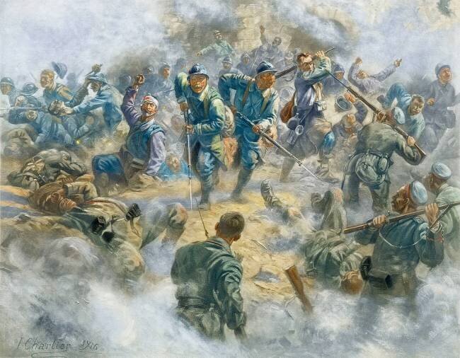 Reprise du Fort de Douamont (?) par l'infanterie française, 1916 Henri Georges Jacques Chartier