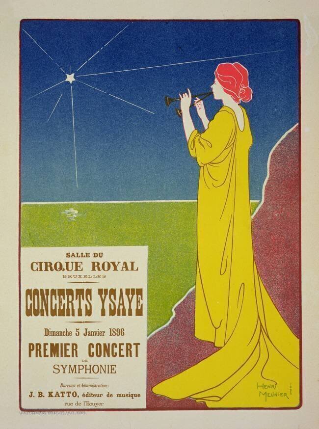 Reproduction of a poster advertising the 'Ysaye Concerts' Henri Georges Jean Isidore Meunier
