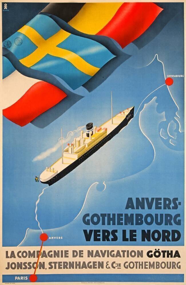Schifffahrt, Passagierdampfer Belgia auf der Route Antwerpen-Göteborg Olsen