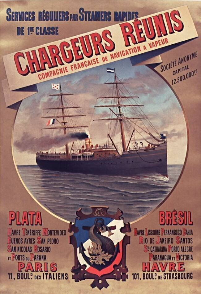 Service réguliers par steamers rapides de 1re classe. Hugo d'Alesi