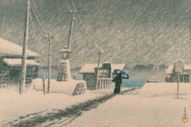 Snow at Tsukishima, 1930 Hasui Kawase