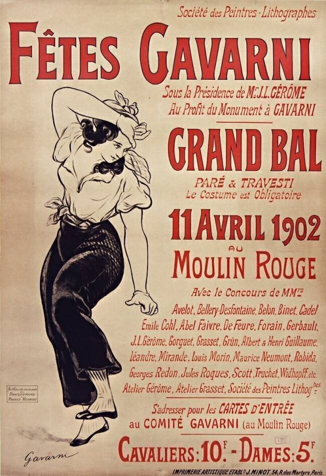 Société des peintres lithographes. Fêtes Gavarni [...] Grand bal paré et travesti [...]. 11 avril 1902 au Moulin Rouge... Gavarni