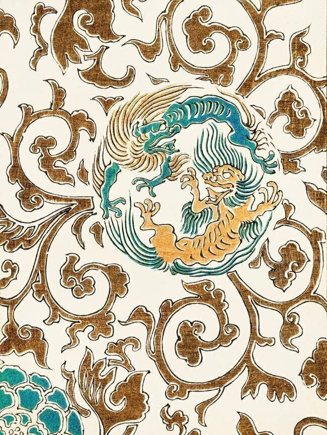 Spirit and floral motif illustration from Bijutsu Sekai Watanabe Seitei