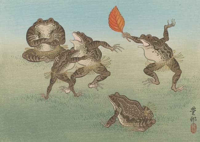 Sumo-wrestling toads Ohara Koson