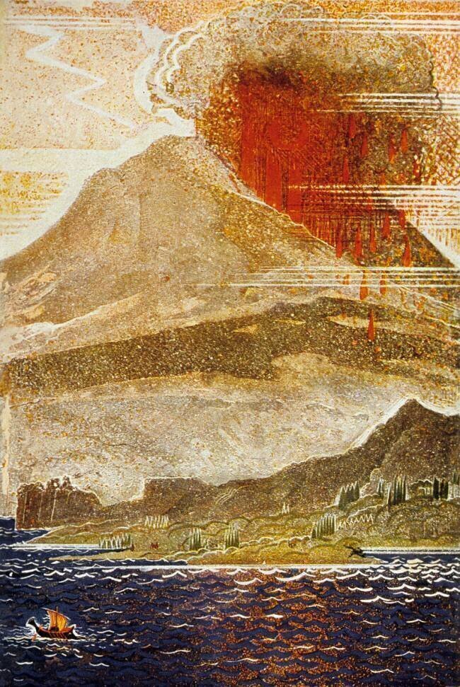 The Odyssey by Homere : Ulysses apporaching of the island of the cyclops François-Louis Schmied