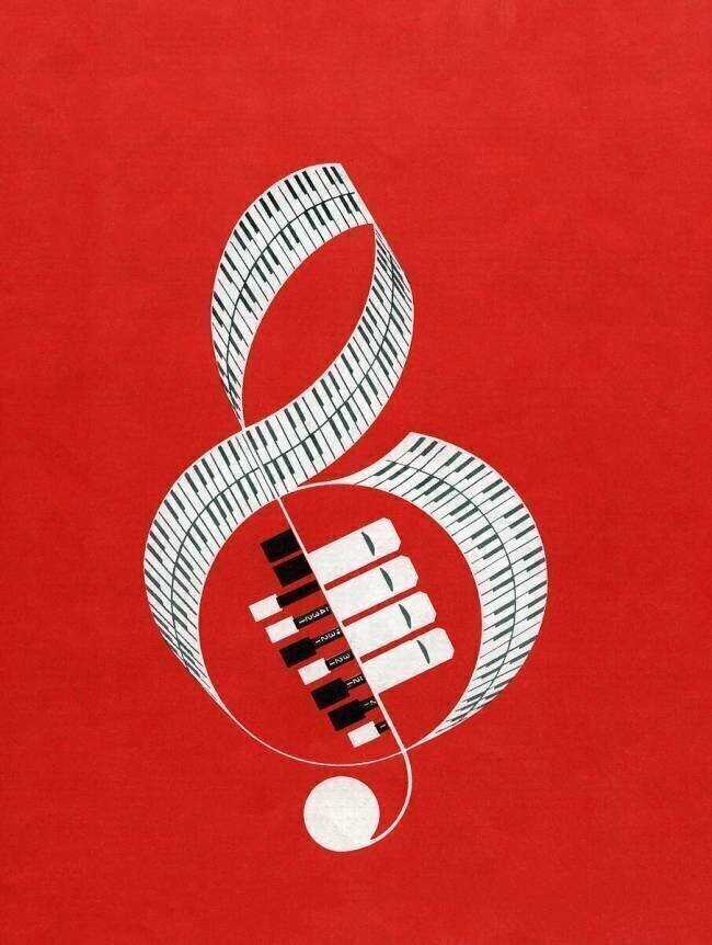 Treble Clef Musical Note with Keyboards anonymous