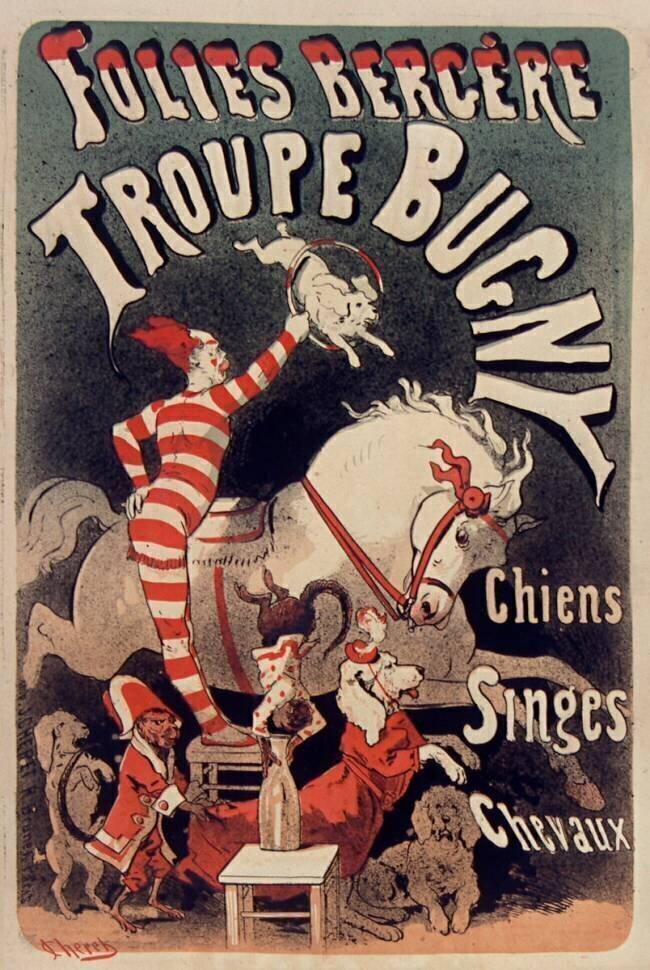 Troupe Bugny, chiens, singes, chevaux Jules Chéret