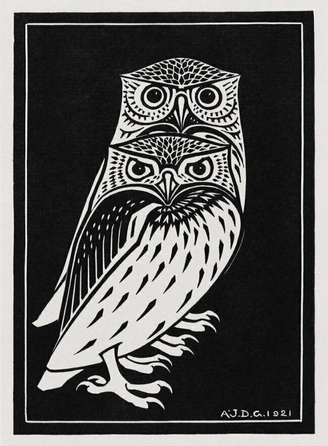 Two owls Julie de Graag