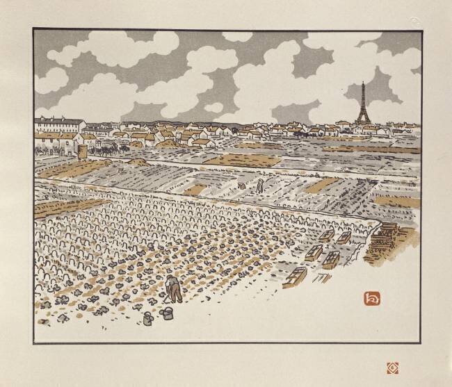 Vue des jardins maraîchers de Grenelle Henri Rivière