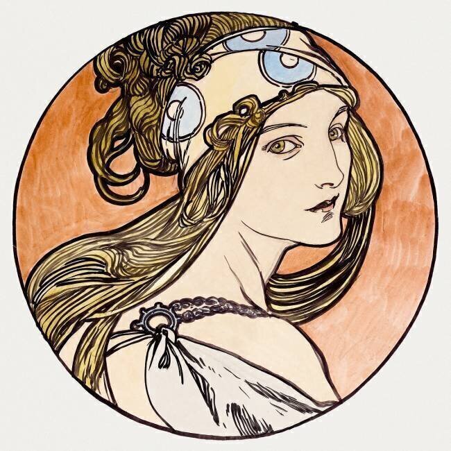 Woman with a Headscarf Alfons Mucha