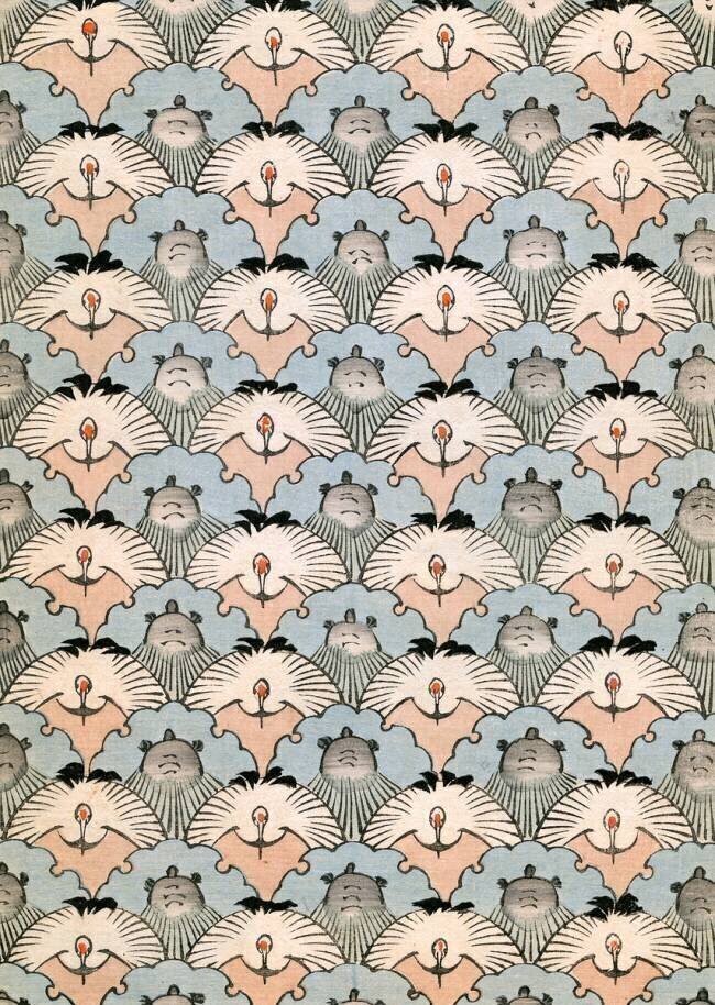 Woodblock Print of Ibis and Bats anonymous