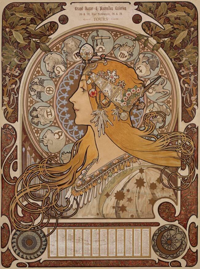 Zodiac, Grand Bazar & Nouvelles Galeries Alfons Mucha