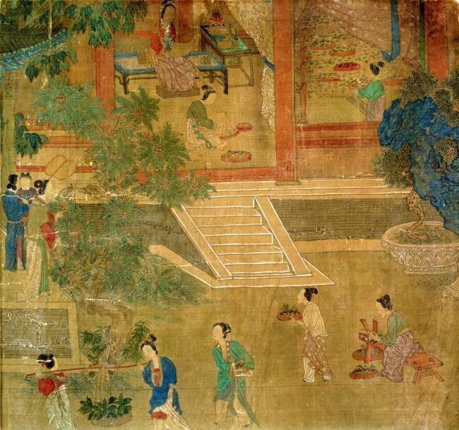 Women Harvesting Leaves Chinese School