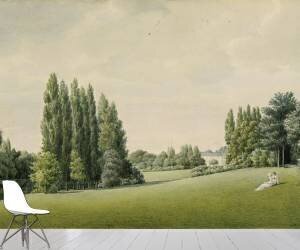 Douze vues du domaine de Malmaison. Vue du château, prise près du pont de pierre, sur le lac (Auguste Garneray) - Muzeo.com