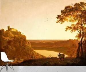 Vue du lac de Nemi au soleil couchant (Joseph Wright of Derby) - Muzeo.com
