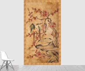Paravent huit panneaux : fleurs et oiseaux 