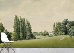 Douze vues du domaine de Malmaison. Vue du château, prise près du pont de pierre, sur le lac (Auguste Garneray) - Muzeo.com