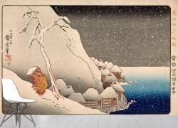 Monk Nichiren Walking in a Snowy Landscape (Utagawa Kuniyoshi) - Muzeo.com