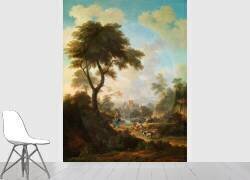 Paysage avec rencontre galante près d'une fabrique (Michele Pagano) - Muzeo.com