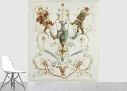 Génies, guirlande de fleurs et vase bleu posé sur un piédestal (Jules-Hughes Rousseau) - Muzeo.com
