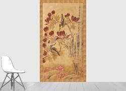 Paravent à huit panneaux : fleurs et oiseaux 