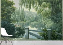 Douze vues du domaine de Malmaison : promenade des dames d'honneur sur la rivière. (Auguste Garneray) - Muzeo.com