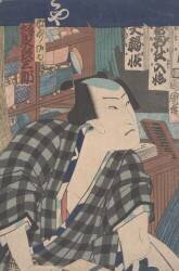 Acteur Kabuki en tant que commerçant (Toyohara Kunichika) - Muzeo.com