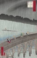Averse de pluie inattendue sur le grand pont d'Atake (Hiroshige) - Muzeo.com