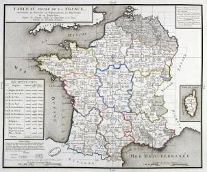 Carte de France illustrant les divisions départementales (D'Houdan) - Muzeo.com