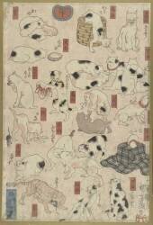 Chats pour les 53 stations du Tokaido (Utagawa Kuniyoshi) - Muzeo.com