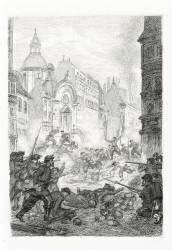Combat rue Saint Antoine d'après Félix Philippoteaux (Alphonse-Alexandre Leroy) - Muzeo.com