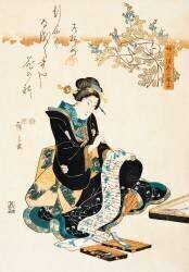 Courtisane écrivant une lettre (Hiroshige) - Muzeo.com
