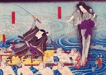 Deux acteurs jouant des fantômes (Utagawa Kunisada) - Muzeo.com