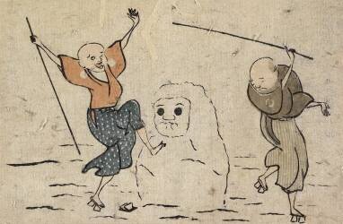 Deux aveugles et un bonhomme de neige (Hokusai) - Muzeo.com
