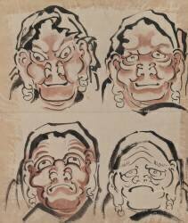 Esquisse de quatre visages (Hokusai) - Muzeo.com