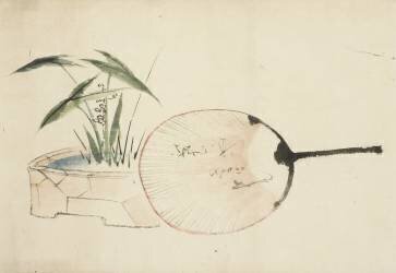Eventail et arrangement de plantes (Hokusai) - Muzeo.com