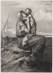 Femme de pêcheur de Mola di Gaëte embrassant son enfant (Auguste-Charles Lemoine) - Muzeo.com