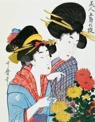 Femmes cueillant des chrysanthèmes (Kitagawa Utamaro) - Muzeo.com