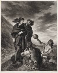 Hamlet au cimetière contemplant le crâne de Yorick (Eugène Delacroix) - Muzeo.com