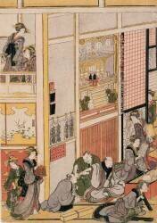 Jours du Nouvel An du salon de thé Ogi-ya (Hokusai) - Muzeo.com