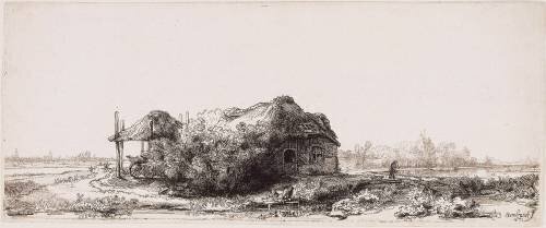 La Chaumière et la grange à foin (Rembrandt) - Muzeo.com
