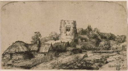 Le paysage à la Tour carrée ; 3 ème état (Rembrandt) - Muzeo.com