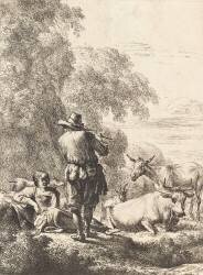 Le pâtre jouant du flageolet (Nicolaes Berchem) - Muzeo.com