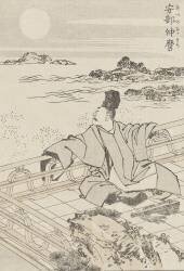 Le poète et la lune (Hokusai) - Muzeo.com