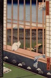 Le sanctuaire de Yushima Tenjin depuis le sommet de la colline (Hiroshige) - Muzeo.com
