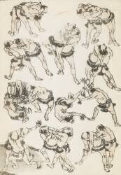 Les lutteurs (Hokusai) - Muzeo.com