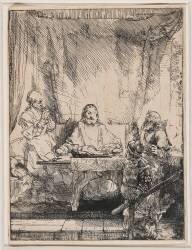 Les pèlerins d'Emmaüs ; 1er état (Rembrandt) - Muzeo.com