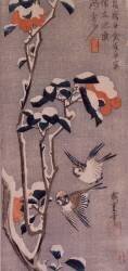 Moineaux et camélias sous la neige (Hiroshige) - Muzeo.com