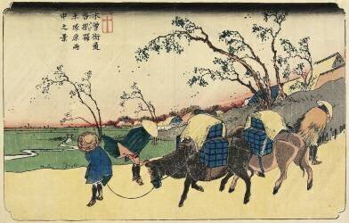 N°20: Vue d'Hiratsukahara sous la pluie près de la gare de Kustukake (Keisai Eisen) - Muzeo.com
