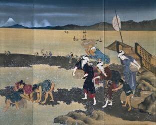 Pêche aux moules (Hokusai) - Muzeo.com